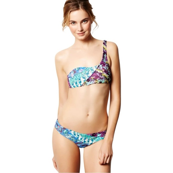 Maaji Floral Flight One-Shoulder Top Bikini Set Size M - Picture 1 of 11